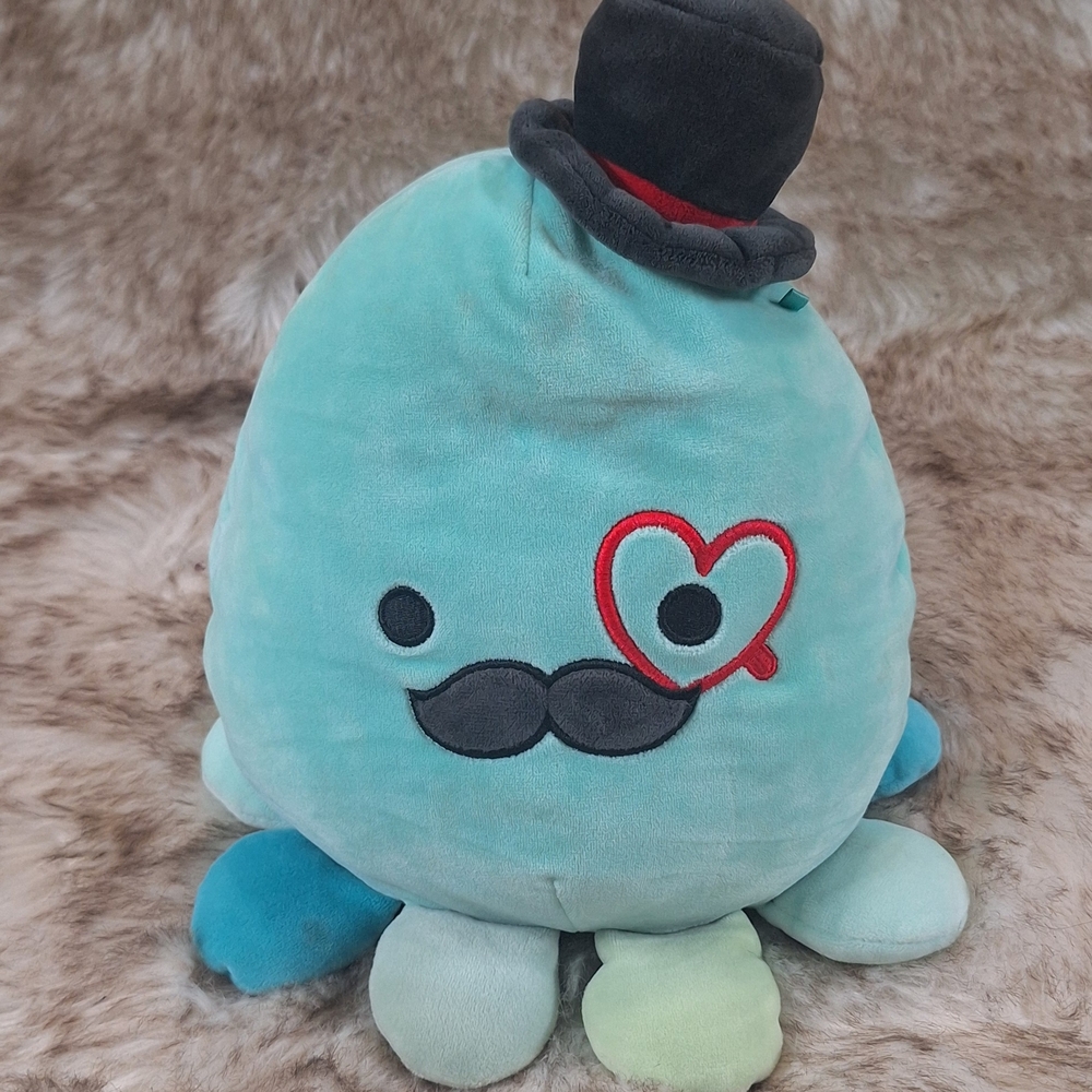 Squishmallows Dapper Octopus Plush 11” Blue Green Mustache Monocle - Picture 2 of 5